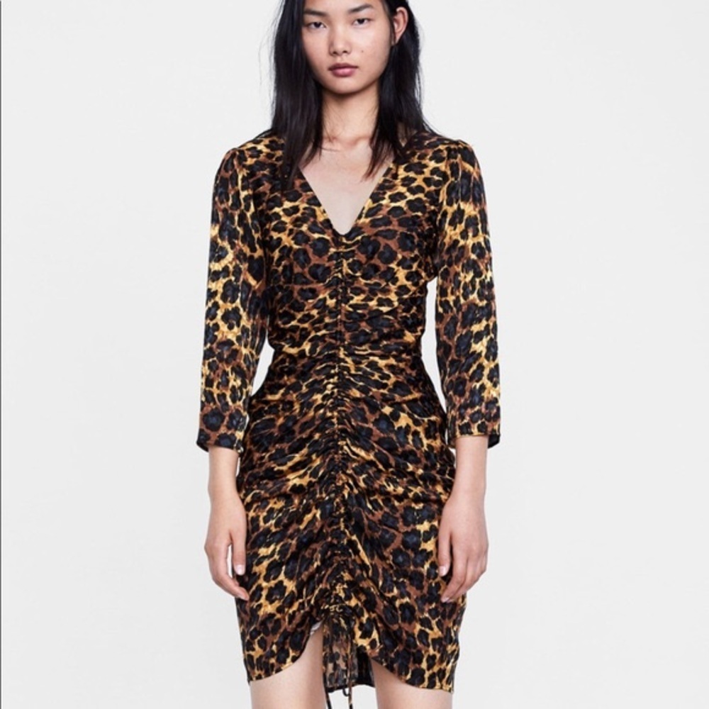 ZARA Leopard Print Satin Mini Dress